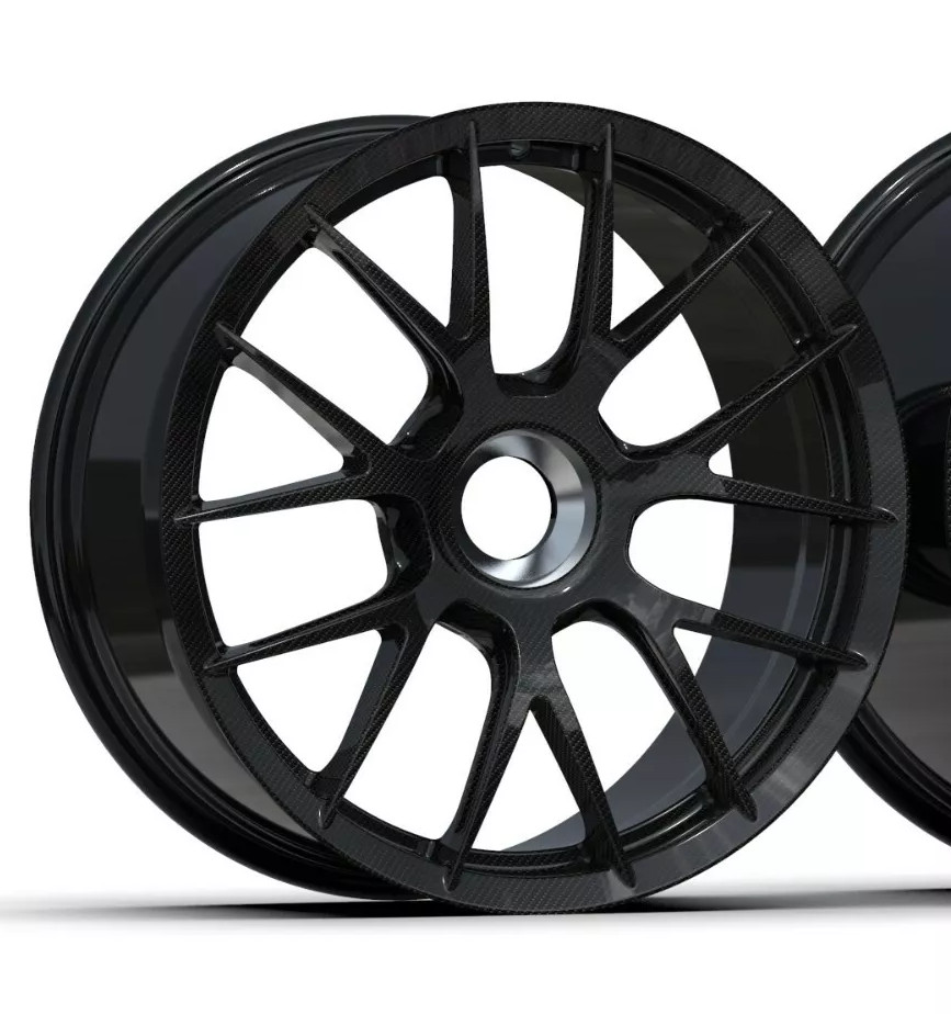 PF 200 - 20 Inch Aftermarket GT4 RS Forged Carbon Look Centerlock Wheels Set for Porsche 718